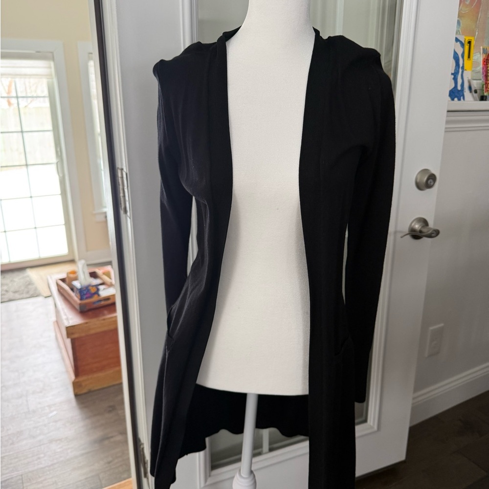 White House Black Market Black Open Cardigan